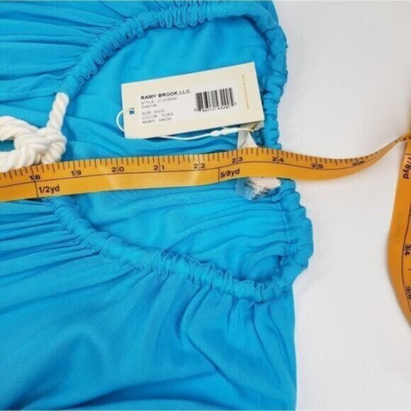 Ramy Brook Boho Beach Turquoise Blue Oversized Top Size Extra Small New - Picture 14 of 15
